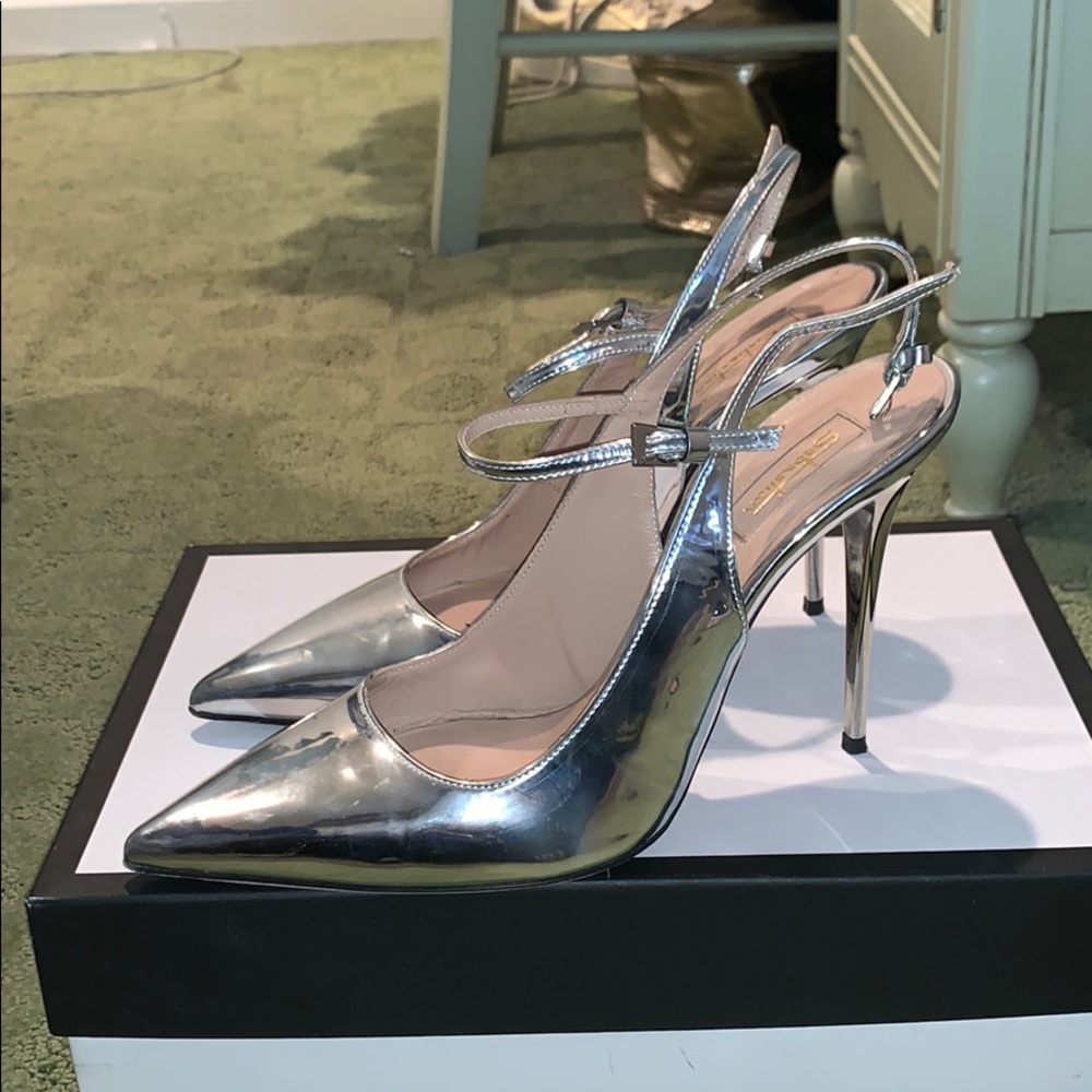 Sebastian silver sling back pumps - Picture 2 of 6